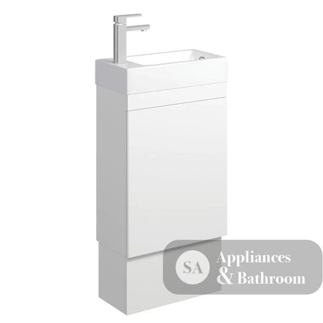 Fienza Edge 45RWK-OF Satin White 450mm Vanity with Kickboard With Overflow - Vanity Units