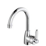 Fienza Eleanor 202104 Chrome Gooseneck Mixer With White Ceramic Handle Basin Mixers