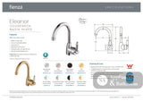 Fienza Eleanor 202104-LF Chrome Gooseneck Mixer with White Ceramic Handle - Basin Mixers