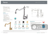 Fienza Eleanor 202105BN-LF Shepherds Crook Brushed Nickel Sink Mixer with White Ceramic Handle - Kitchen Mixer Taps