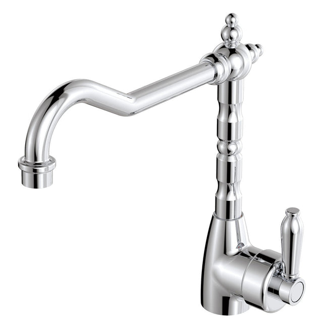 Fienza Eleanor 202105CC-LF Shepherds Crook Chrome Sink Mixer with Chrome Handle - Kitchen Mixer Taps