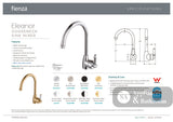 Fienza Eleanor 202109BN Brushed Nickel Gooseneck Mixer with White Ceramic Handle - Kitchen Mixer Taps