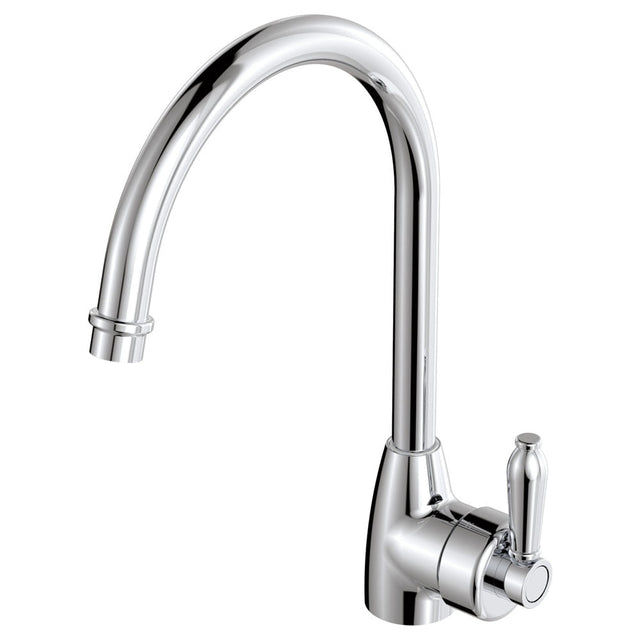 Fienza Eleanor 202109Cc Chrome Gooseneck Mixer With Handle Kitchen Taps