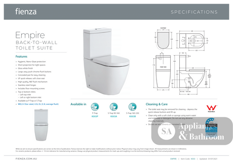 Fienza Empire Back-to-Wall Suite - Back to Wall Suites