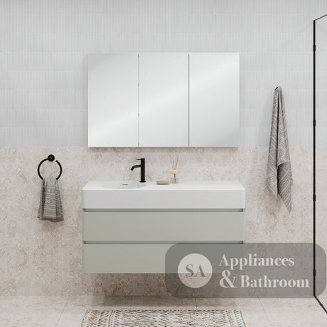Fienza EN120WC Australian Made Encanto 1200 Centre Bowl Wall Hung Vanity Stone Grey Matt - Vanity Units