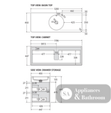 Fienza EN120WC Australian Made Encanto 1200 Centre Bowl Wall Hung Vanity Ultra White Matt - Vanity Units