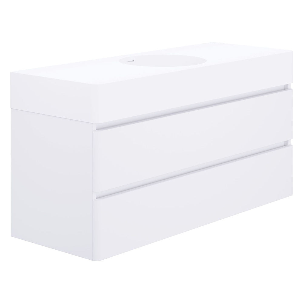 Fienza EN120WC Australian Made Encanto 1200 Centre Bowl Wall Hung Vanity Ultra White Matt - Vanity Units