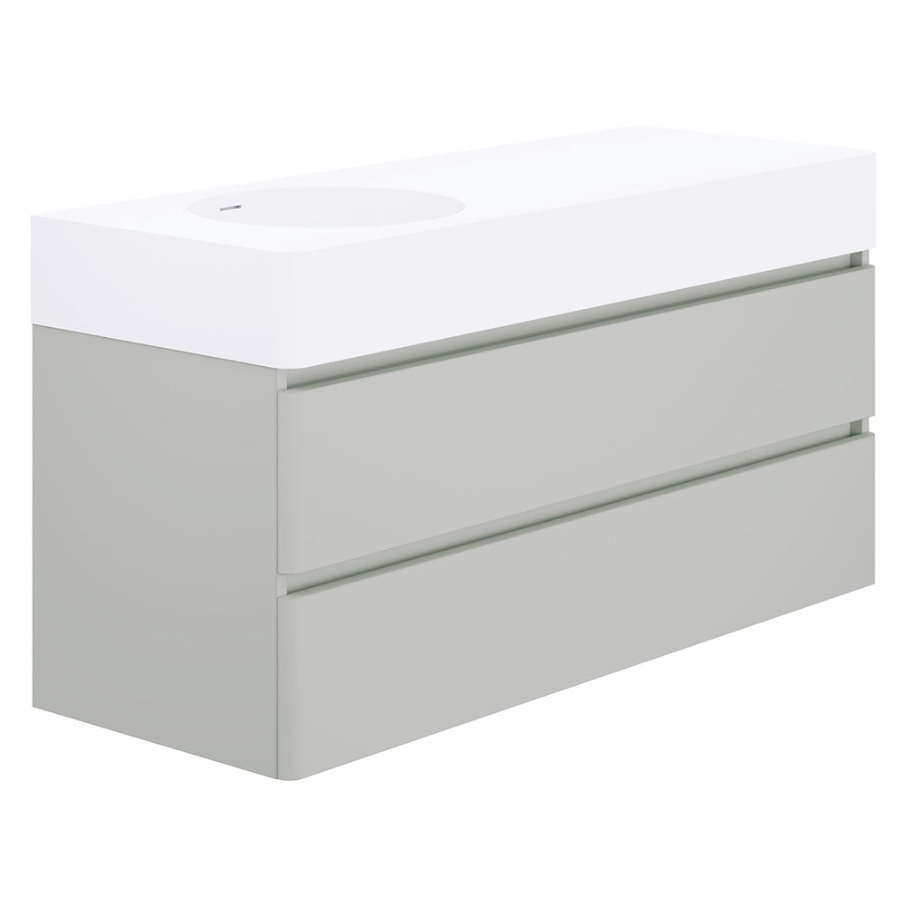 Fienza EN120WL Australian Made Encanto 1200 Left Bowl Wall Hung Vanity Stone Grey Matt - Vanity Units