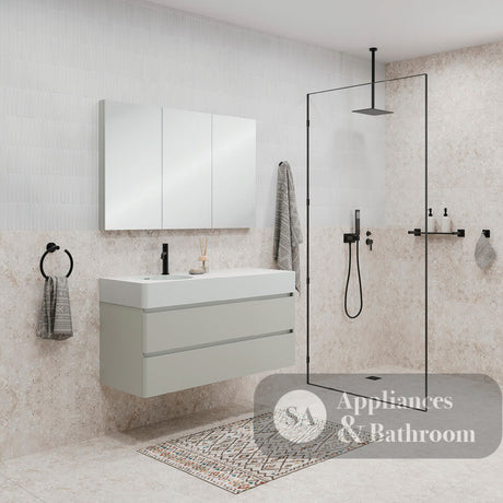 Fienza EN120WL Australian Made Encanto 1200 Left Bowl Wall Hung Vanity Stone Grey Matt - Vanity Units