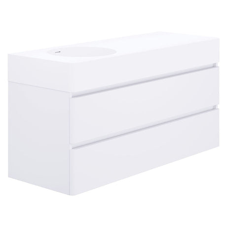 Fienza EN120WL Australian Made Encanto 1200 Left Bowl Wall Hung Vanity Ultra White Matt - Vanity Units