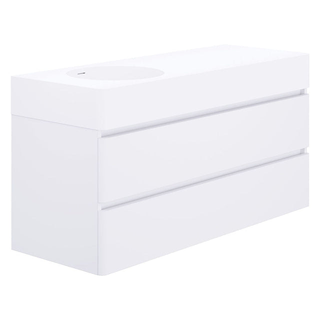 Fienza EN120WL Australian Made Encanto 1200 Left Bowl Wall Hung Vanity Ultra White Matt - Vanity Units