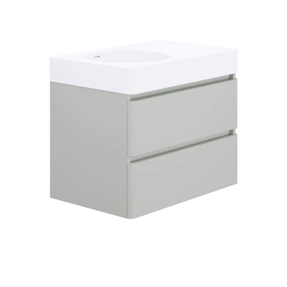Fienza EN70WL Australian Made Encanto 700 Left Bowl Wall Hung Vanity Stone Grey Matt - Vanity Units