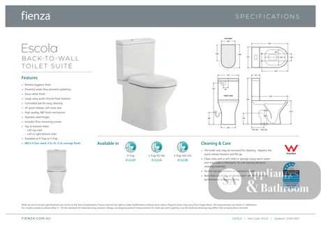 Fienza Escola Back-to-Wall Suite - Back to Wall Suites