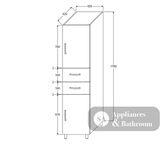 Fienza F48-G Unicab Tallboy 1 Glass Panel Door & 2 Drawers - Bathroom Storage