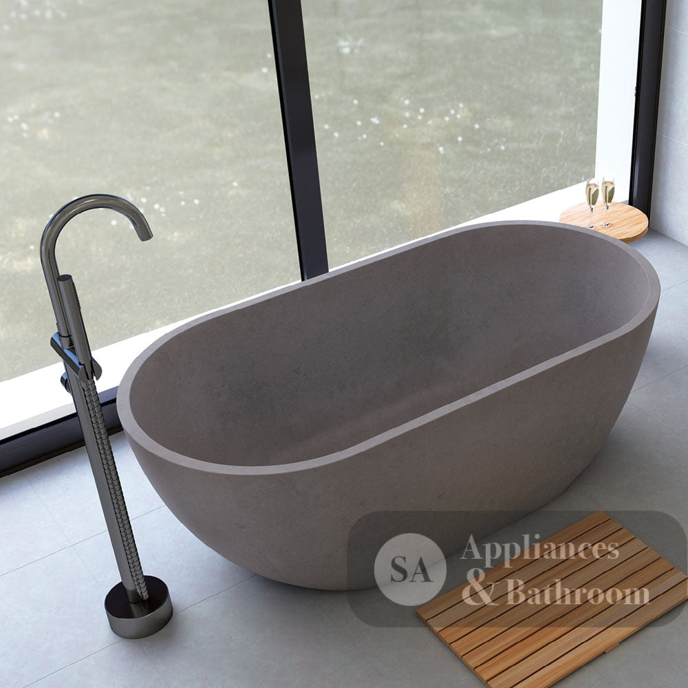 Fienza FC12 Jada Concrete Bath Warm Grey - Freestanding Bath
