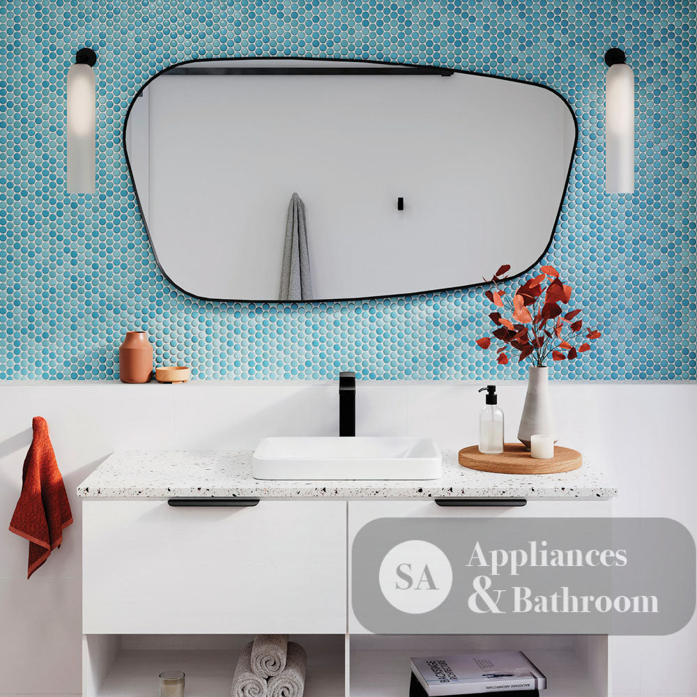 Fienza FMCA65120B Capriccio Matte Black Asymmetrical Framed Mirror 650 x 1200mm - Mirrors