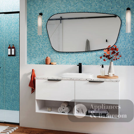 Fienza FMCA65120UB Capriccio Urban Brass Asymmetrical Framed Mirror 650 x 1200mm - Mirrors