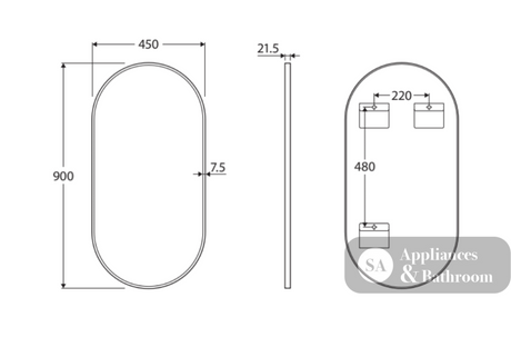 Fienza FMP4590W Empire Matte White Framed Mirror 450 x 900mm - Mirrors