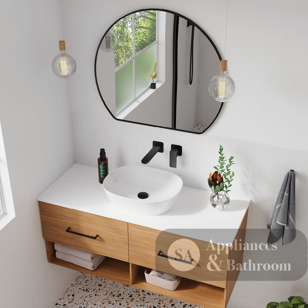 Fienza FMSR80UB Sunrise Urban Brass Round Framed Mirror 800 x 690 - Mirrors