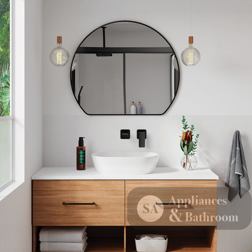 Fienza FMSR80UB Sunrise Urban Brass Round Framed Mirror 800 x 690 - Mirrors