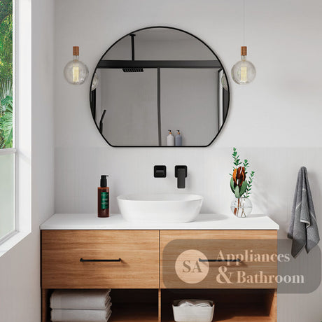 Fienza FMSR80UB Sunrise Urban Brass Round Framed Mirror 800 x 690 - Mirrors
