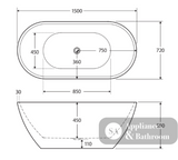 Fienza FR11572 Koko Freestanding Acrylic Bath Matte White - Freestanding Bath