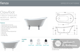 Fienza FR2550-1500C 1500mm Clawfoot Freestanding Acrylic Bath Chrome Feet - Freestanding Bath
