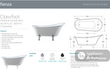 Fienza FR2550-1700B 1700mm Clawfoot Freestanding Acrylic Bath Matte Black Feet - Freestanding Bath