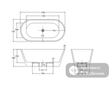Fienza FR71-1500-OF Austin Freestanding Acrylic Bath 1500mm Gloss White - Freestanding Bath