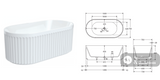 Fienza FR711-1500-OF Eleanor Fluted Freestanding Acrylic Bath 1500mm Gloss White - Freestanding Bath