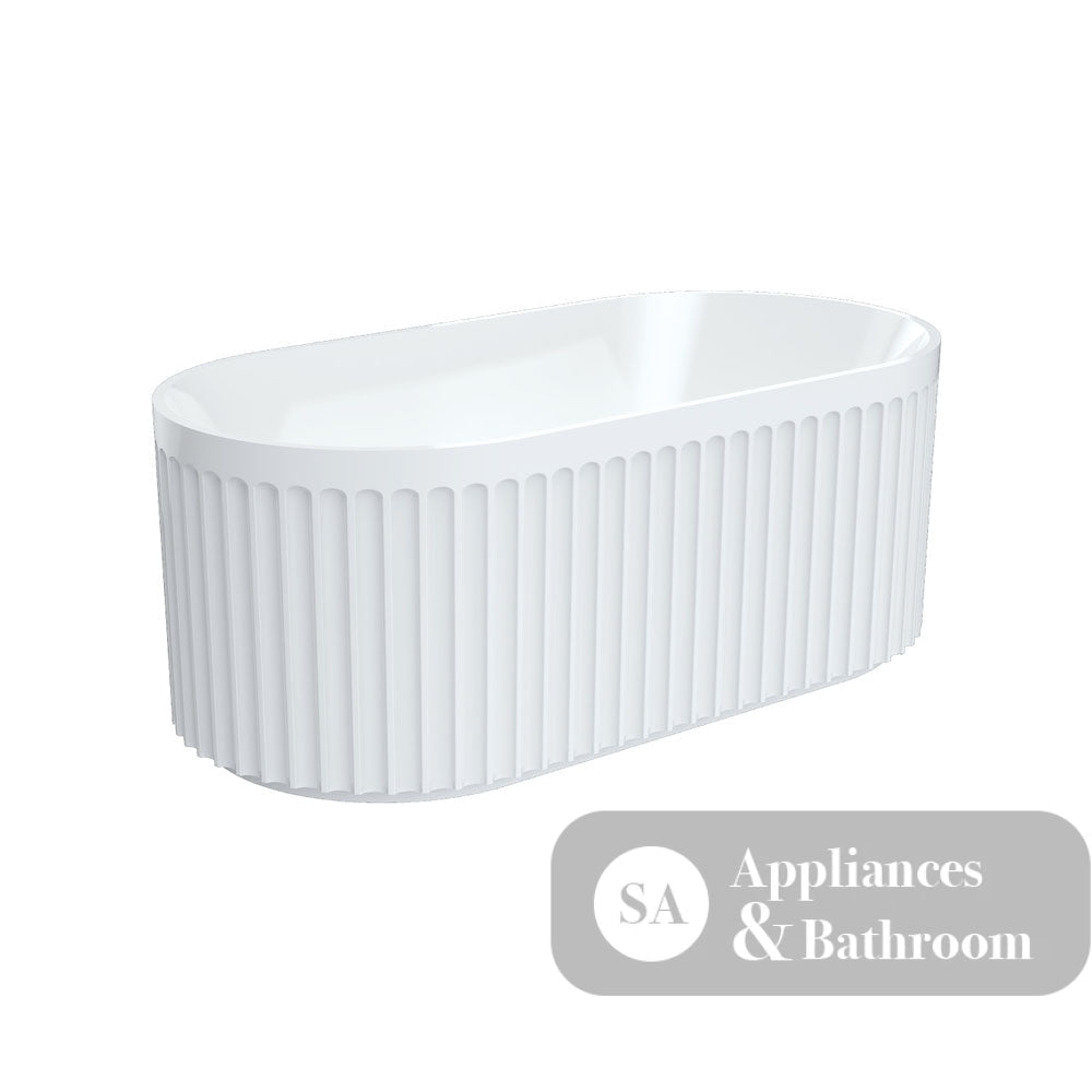Fienza FR711-1500-OF Eleanor Fluted Freestanding Acrylic Bath 1500mm Gloss White - Freestanding Bath