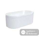 Fienza FR711-1500-OF Eleanor Fluted Freestanding Acrylic Bath 1500mm Gloss White - Freestanding Bath