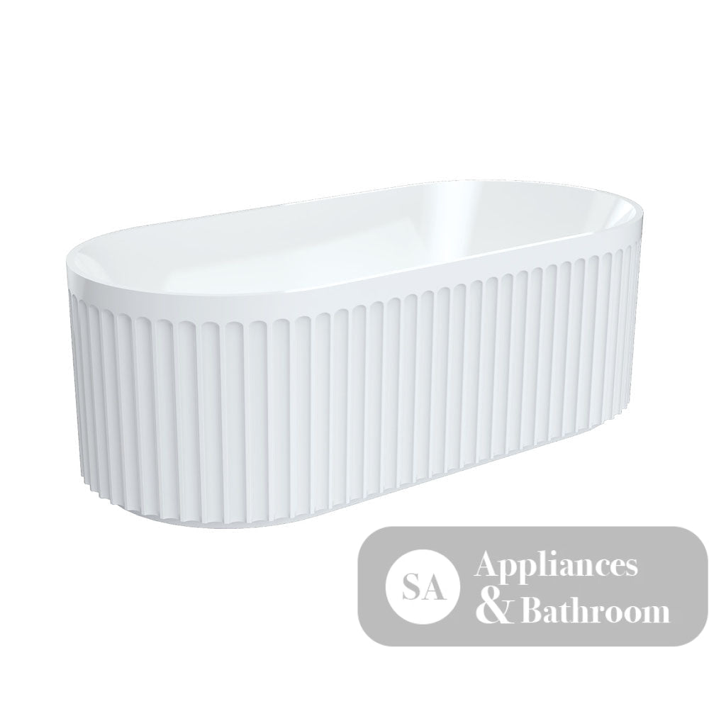 Fienza FR711-1700-OF Eleanor Fluted Freestanding Acrylic Bath 1700mm Gloss White - Freestanding Bath