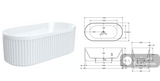 Fienza FR711-1700-OF Eleanor Fluted Freestanding Acrylic Bath 1700mm Gloss White - Freestanding Bath