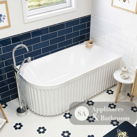 Fienza FR713-1500L-OF Eleanor Fluted Left-Hand Acrylic Corner Bath 1500mm - Corner Baths