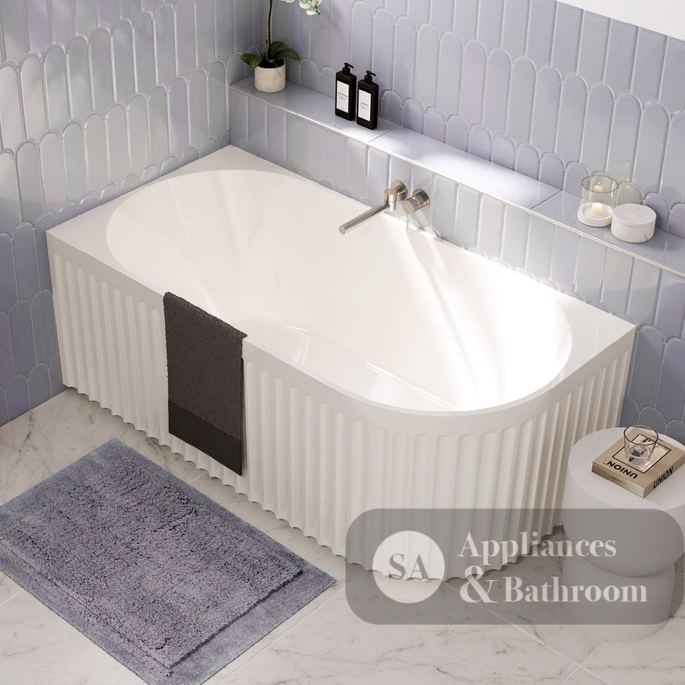 Fienza FR713-1500R Eleanor Fluted Right-Hand Acrylic Corner Bath 1500mm - Corner Baths