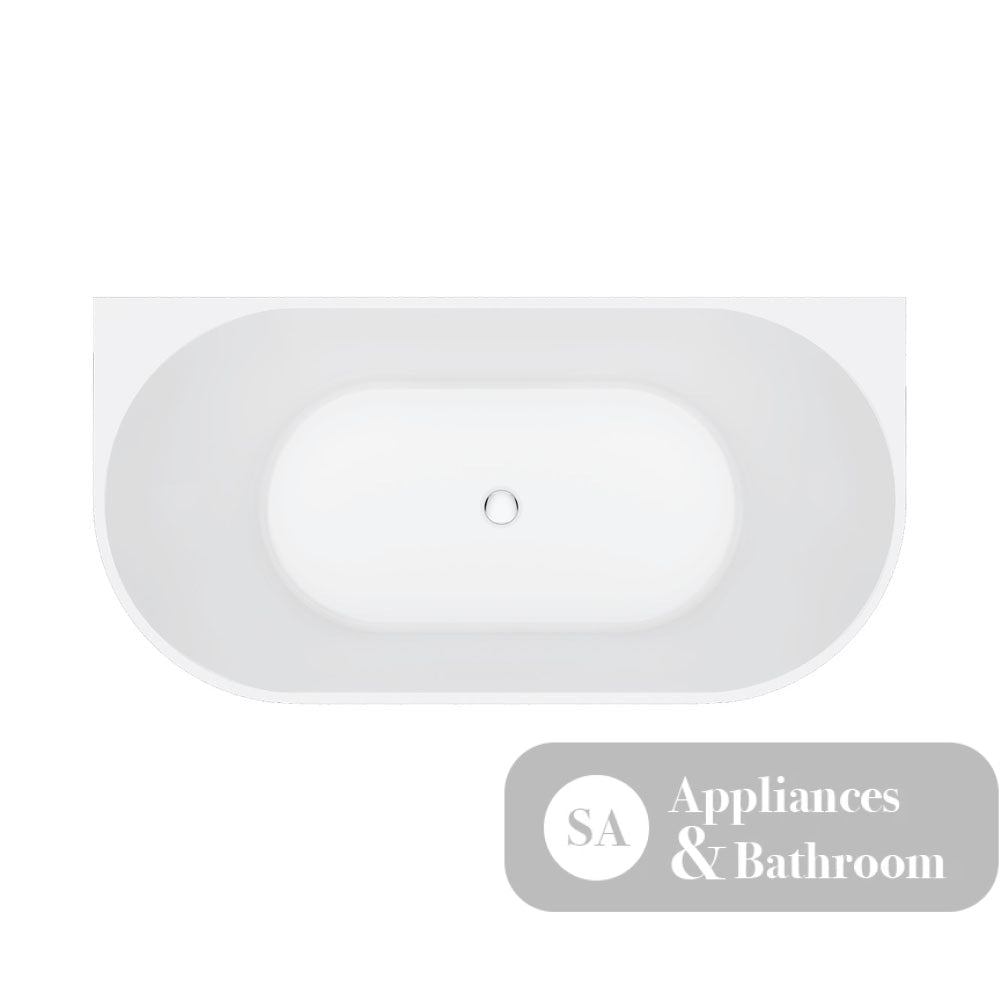 Fienza FR716-1500-OF Eleanor Back-To-Wall Acrylic Bath with Overflow 1500mm - Back To Wall Bath