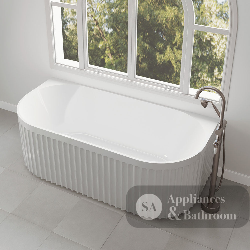 Fienza FR716-1700-OF Eleanor Back-To-Wall Acrylic Bath with Overflow 1700mm - Back To Wall Bath