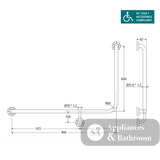 Fienza GRAB9660L Care Ambulant 90° 960x600mm Stainless Steel Left Hand Grab Rail - Grab Rail