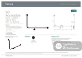 Fienza GRAB9660RMB 90° Accessible Care Right-Hand Grab Rail Matte Black - Grab Rail