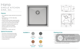 Fienza Hana 68401RB 32L Single Kitchen Sink PVD Rugged Brass