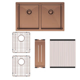 Fienza Hana 68403CO 27L/27L Double Kitchen Sink Kit Brushed Copper