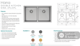 Fienza Hana 68403RB 27L/27L Double Kitchen Sink Rugged Brass