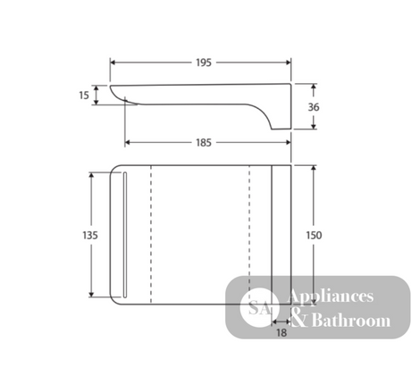 Fienza Harmon Waterfall Bath Outlet SP8041MB - Bath Spouts