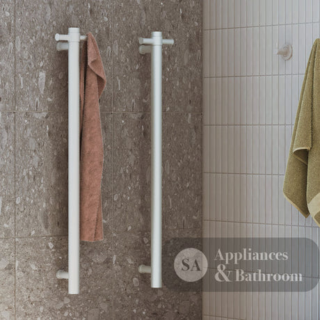 Fienza Isabella 827900MW Vertical Heated Towel Rail 100 x 900mm Matte White