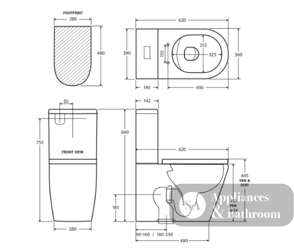Fienza Isabella Back-to-Wall Suite - Back to Wall Suites