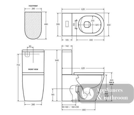 Fienza Isabella Back-to-Wall Suite - Back to Wall Suites