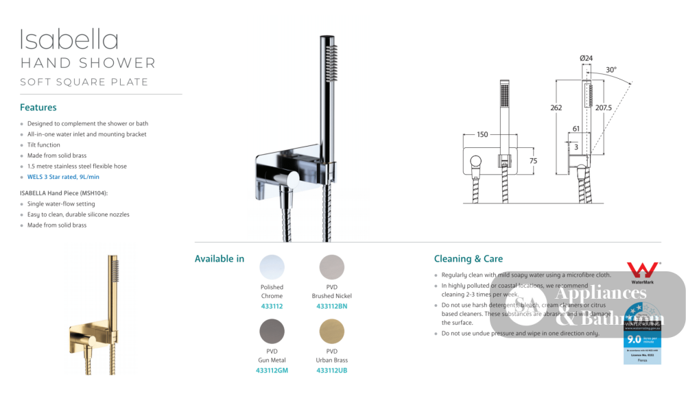 Fienza Isabella Hand Shower - Gunmetal - Hand Shower