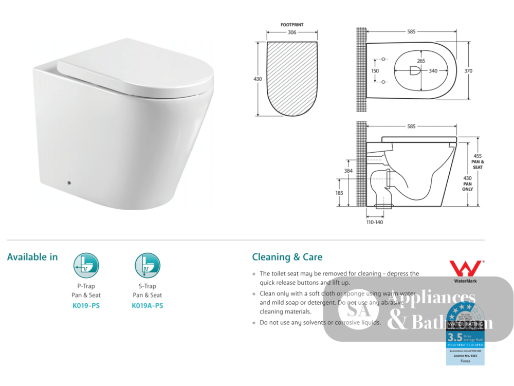 Fienza Isabella Wall-Faced Suite - Gloss White - Wall Faced Suite