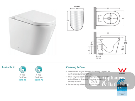 Fienza Isabella Wall-Faced Suite - Gloss White - Wall Faced Suite